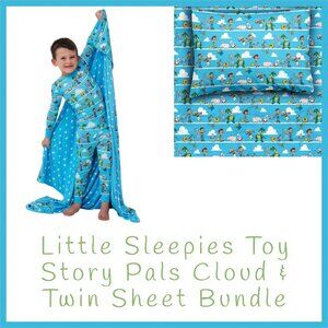Little Sleepies Disney Toy Story Pals Cloud Blanket and Twin Sheet Blue NIB